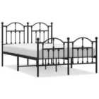 Vidaxl Metal Bed Frame With Headboard And Footboard Black 120X190 Cm Small Double