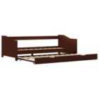Vidaxl Pull-out Sofa Bed Frame Dark Brown Pinewood 90X200 Cm