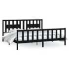 Vidaxl Bed Frame With Headboard Black Solid Wood Pine 200X200 Cm