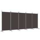 Vidaxl 5-panel Room Divider Brown 433X180 Cm Fabric