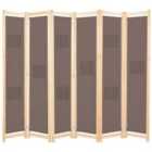 Vidaxl 6-panel Room Divider Brown 240X170X4 Cm Fabric