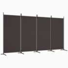 Vidaxl 4-panel Room Divider Brown 346X180 Cm Fabric