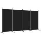 Vidaxl 4-panel Room Divider Black 346X180 Cm Fabric