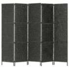 Vidaxl 5-panel Room Divider Black 193X160 Cm Water Hyacinth