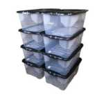 8 X 42L Clear Storage Box With Black Lid, Stackable And Nestable Design Storage Solution
