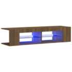 vidaXL TV Cabinet with LED Lights Brown Oak 135x39x30 cm