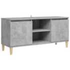 Vidaxl Tv Cabinet With Solid Wood Legs Concrete Grey 103.5X35X50 Cm