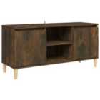 Vidaxl Tv Cabinet With Solid Wood Legs Smoked Oak 103.5X35X50 Cm