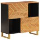 Vidaxl Side Cabinet Brown And Black 80X33.5X75 Cm Solid Wood Mango