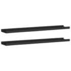 Vidaxl Picture Frame Ledge Shelves 2 Pcs Black 80X9X3 Cm Mdf
