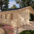 Shire 44 mm Log Cabin Garage with Carport 22 ft x 18 ft