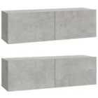 Vidaxl Wall Tv Cabinets 2 Pcs Concrete Grey 100X30X30 Cm Engineered Wood