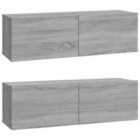 Vidaxl Wall Tv Cabinets 2 Pcs Grey Sonoma 100X30X30 Cm Engineered Wood