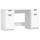 Vidaxl Desk With Side Cabinet White Engineered Wood