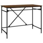 Vidaxl Desk Brown Oak 100X50X75 Cm Engineered Wood And Iron