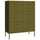 Vidaxl Drawer Cabinet Olive Green 80X35X101.5 Cm Steel