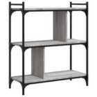 Vidaxl Bookcase 3-tier Grey Sonoma 76X32X88 Cm Engineered Wood