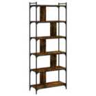 Vidaxl Bookcase 6-tier Smoked Oak 76X32X192 Cm Engineered Wood