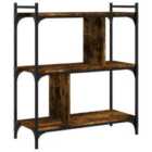 Vidaxl Bookcase 3-tier Smoked Oak 76X32X88 Cm Engineered Wood