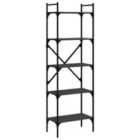 Vidaxl Bookcase 5-tier Black 56X31.5X174 Cm Engineered Wood