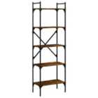 Vidaxl Bookcase 5-tier Smoked Oak 56X31.5X174 Cm Engineered Wood