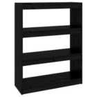 Vidaxl Book Cabinet/Room Divider Black 80X30X103.5 Cm Solid Wood Pine