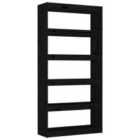 Vidaxl Book Cabinet/Room Divider Black 80X30X167.4 Cm Solid Wood Pine