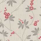 Amelie Blossom Textured Wallpaper 10m x 53cm Beige / Red