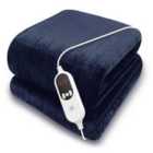 Purus Heated Throw Electric 160 X 120Cm 9 Heat Settings And Timer - Navy Blue