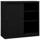 Vidaxl Office Cabinet With Sliding Door Black 90X40X90 Cm Steel
