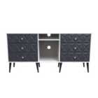 Ready Assembled Pixel 6 Drawer Tv Unit With Legs In Indigo Matt & White