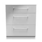 Ready Assembled Worcester 3 Drawer Deep Chest In Uniform Grey & White