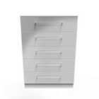 Ready Assembled Worcester 5 Drawer Chest In Uniform Grey & White