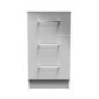 Ready Assembled Worcester 3 Drawer Bedside Cabinet In Uniform Grey & White