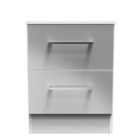 Ready Assembled Worcester 2 Drawer Bedside Cabinet In Uniform Grey & White