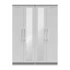 Ready Assembled York Tall 4 Door 2 Centre Mirrors Wardrobe In Grey Ash