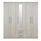 Ready Assembled York Tall 5 Door 2 Drawer 1 Mirror Wardrobe In Kashmir Ash