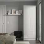 Ready Assembled Milan Tall 2 Drawer Wardrobe In White Gloss & White
