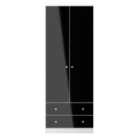 Ready Assembled Yarmouth Tall 2 Drawer Wardrobe In Black & White