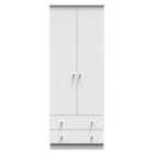 Ready Assembled Yarmouth Tall 2 Drawer Wardrobe In White & White