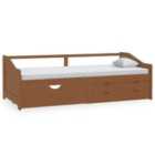 Vidaxl 3-seater Day Bed With Drawers Honey Brown Solid Pinewood 90X200 Cm