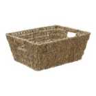 Jvl Large Hand Woven Seagrass Rectangular Storage Baskets, 14L, Set Of 2