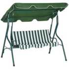Outsunny 3-person Garden Swing Chair - Green Stripes