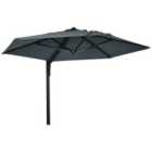 Outsunny Wall-Mounted Parasol w/ Hand to Push System - Grey