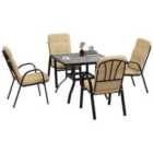 Outsunny Dining Set, Glass Table w/ Texteline Seats