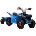 HOMCOM Electric Quad Bike, 6V Kids Ride-on Atv With Back Trailer - Blue