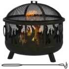 Outsunny 61.5cm 2-In-1 Outdoor Fire Pit & BBQ