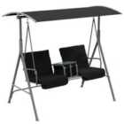 Outsunny 2 Person Covered Patio Swing - Black