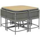 Outsunny Rattan Cube Dining Set, Space-saving Design - Grey
