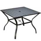 Outsunny Garden Table w/ Slatted Metal Top Black
